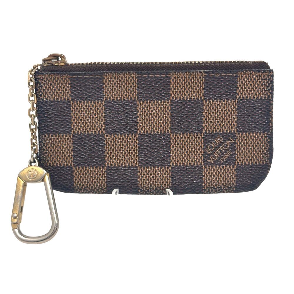 Louis Vuitton LV Damier Ebene Coin Key Cles Zip Pouch Keychain